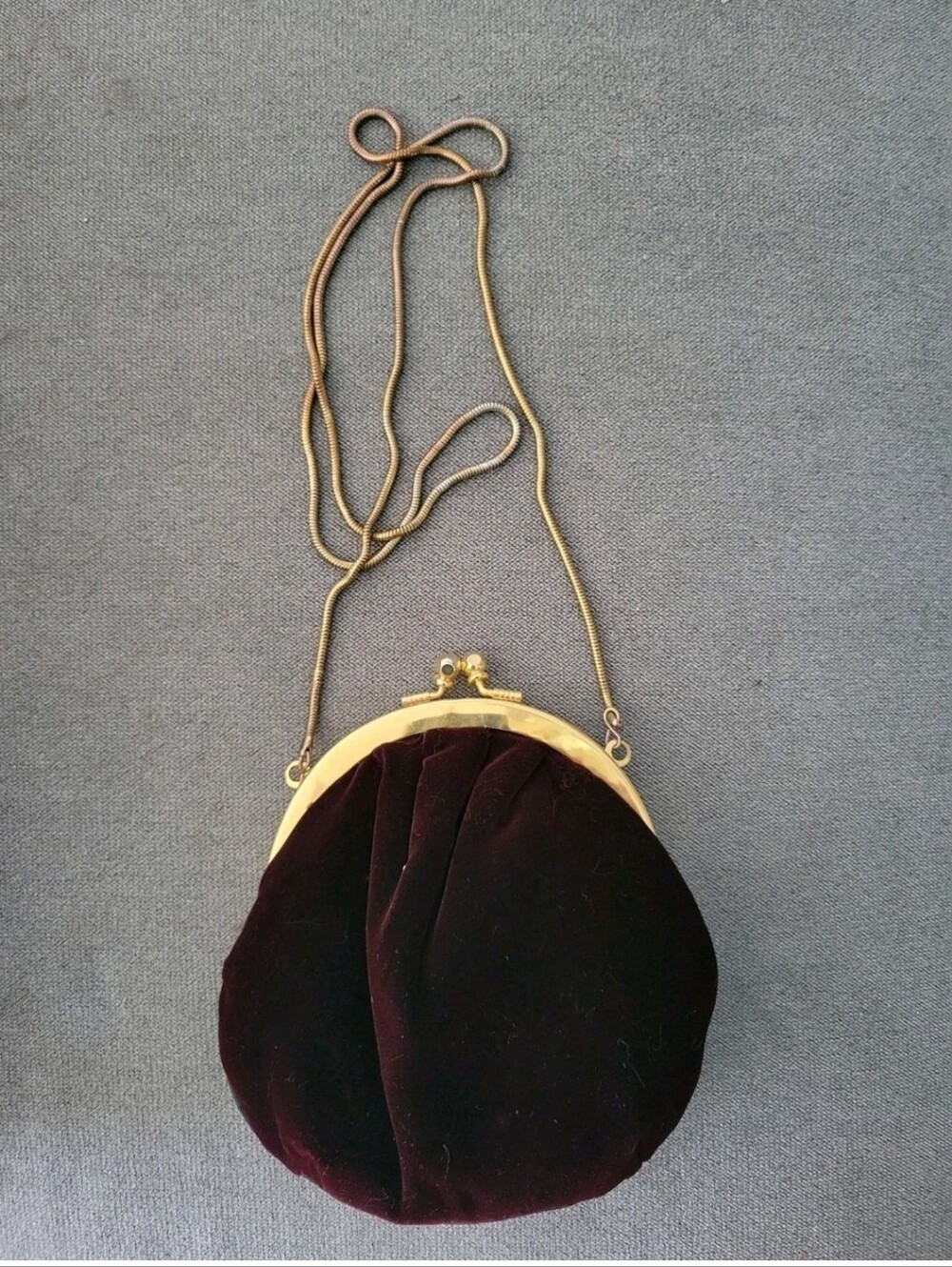 Vintage La Regale Velvet Deep Burgundy Gold Purse Bag Evening Handbag Clutch